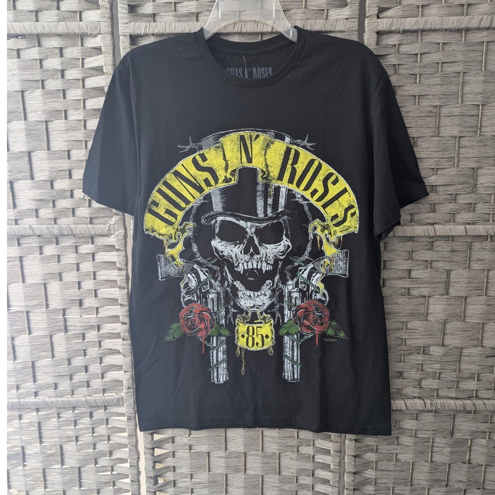 Spencers Guns N Roses T Shirt Black Skull Top Hat Graphic Sz M Band Halloween